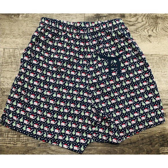 Vineyard Vines Boxer Shorts Sz XS Mens Boys Swim Blue Green Christmas Tree E2 - Picture 2 of 4